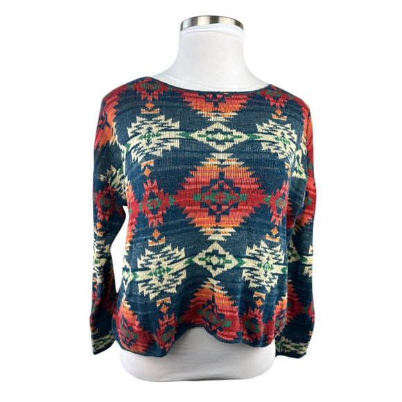 Ralph Lauren x Denim & Supply Southwest Aztec Top Lightweight Sweater Women's XL - Picture 2 of 12